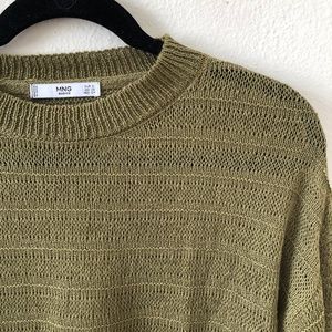 Mango NWOT Open-Knit Green Sweater XS